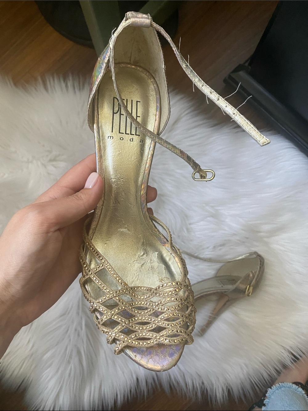 Pelle moda Gold Holographic Open-Toe High Heel Sandals - Women's - Picture 2 of 5